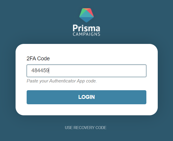 2FA code retrieved from an authenticator app