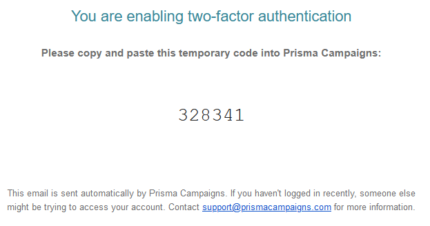 Getting a 2FA code via email