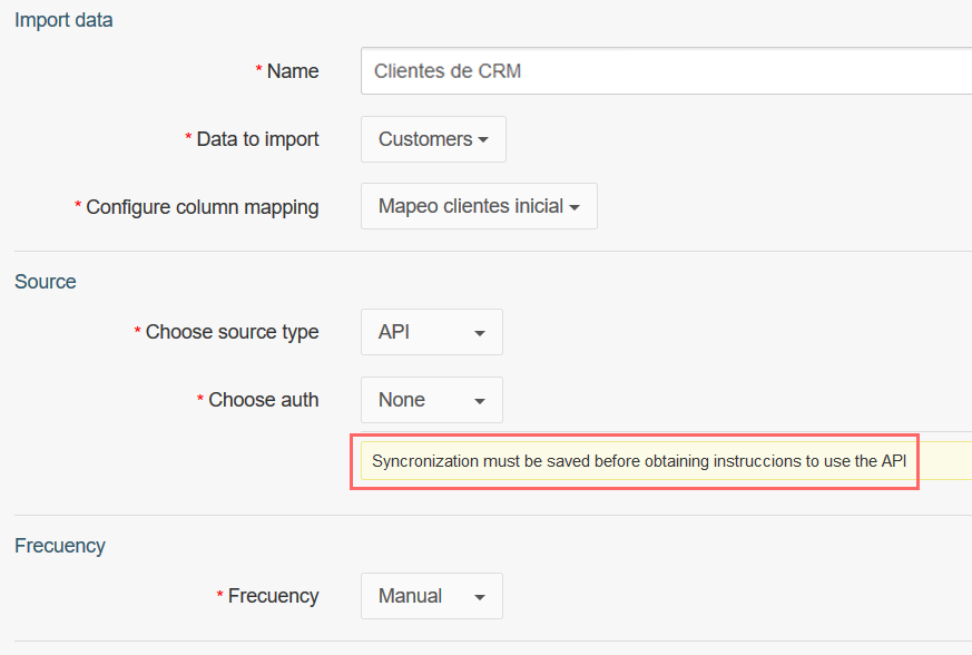 Data Synchronization configuration