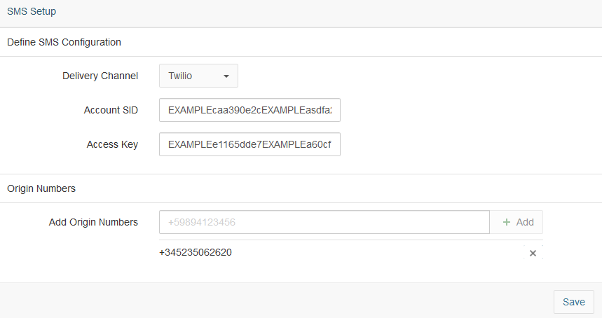 SMS configuration