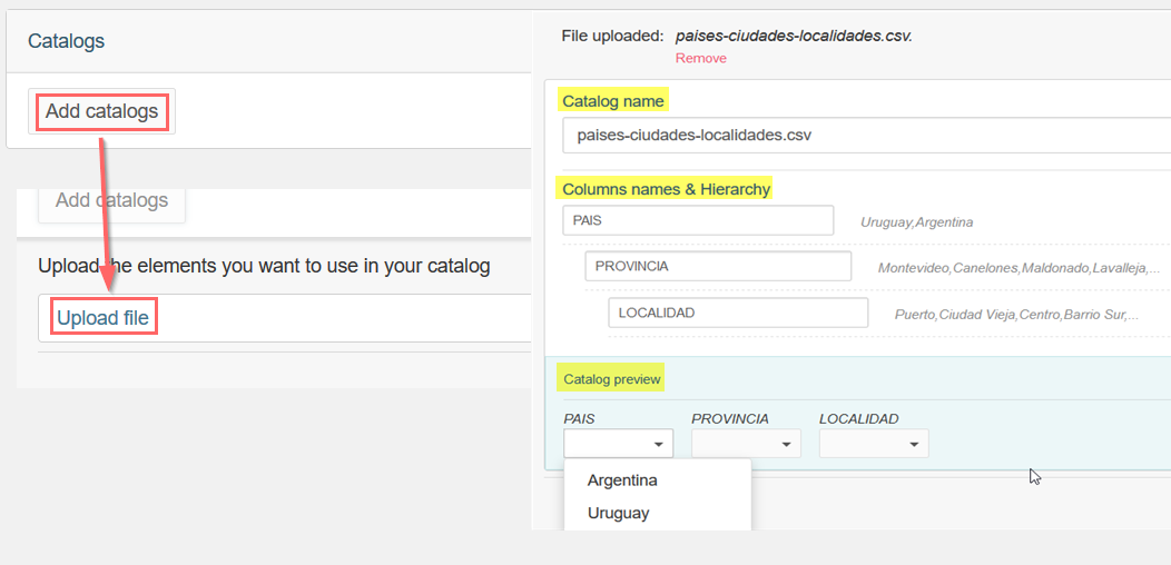 Importing and previewing catalogs