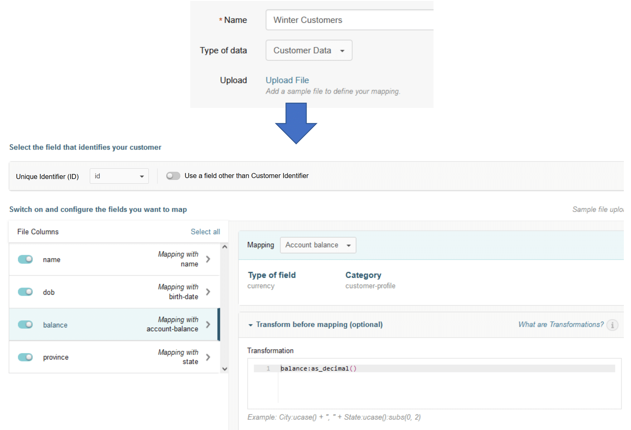 Customer data mapping