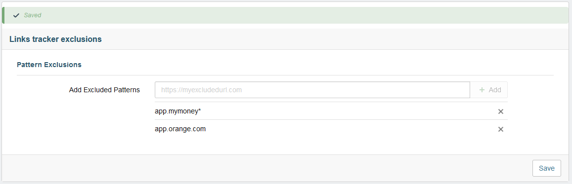 Adding link tracker exclusions