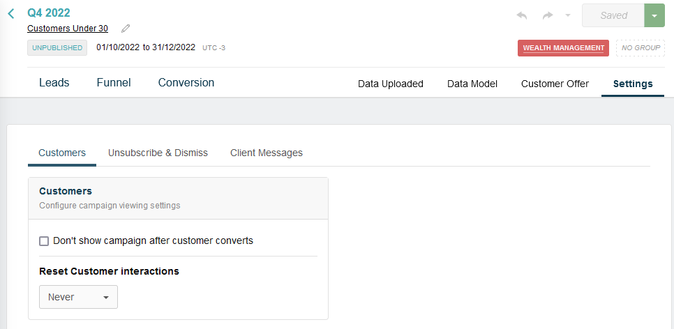 Conversion, reset, category, and groups