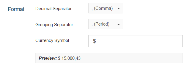 Currency format