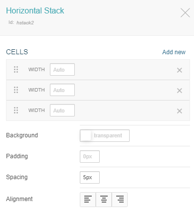 Stack horizontal con valores por defecto