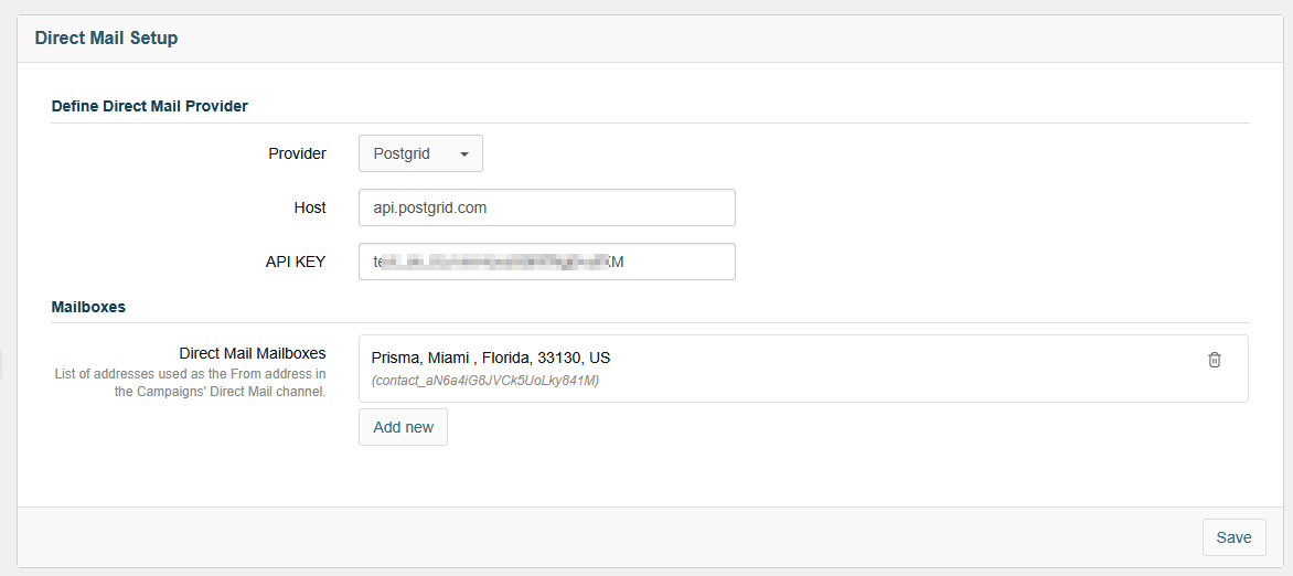 Direct Mail Setup