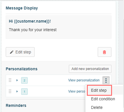 Editing a personalization