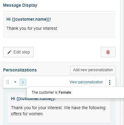 Viewing personalizations