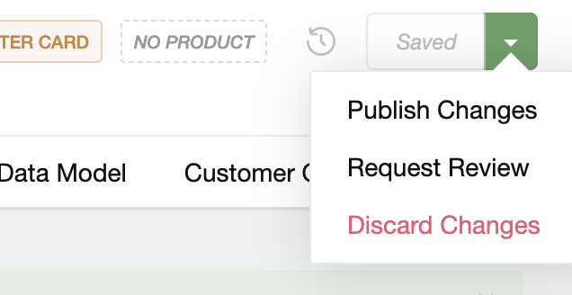 Publish Changes menu