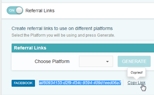 Copying the referral link