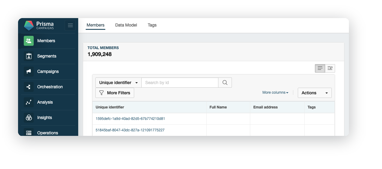 Members page showing “Members” terminology in the navigation, tabs and totals