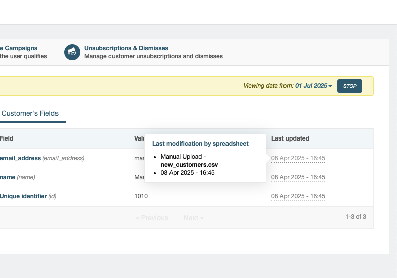 Customer Info Time Machine 