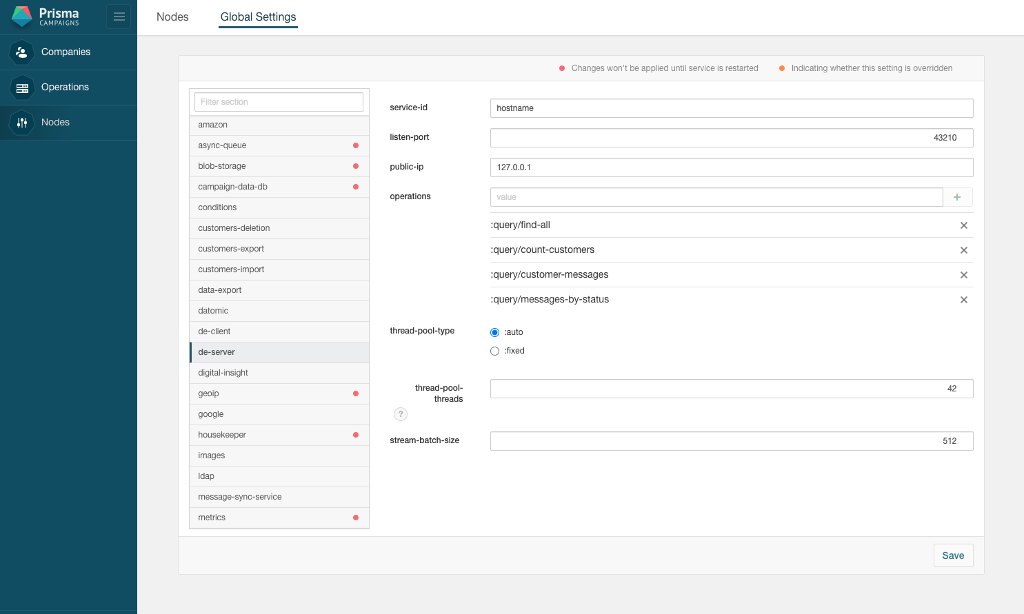 Configuration web administrator