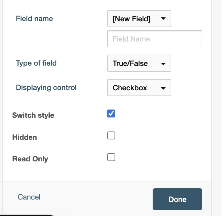 Checkbox — Configuration options