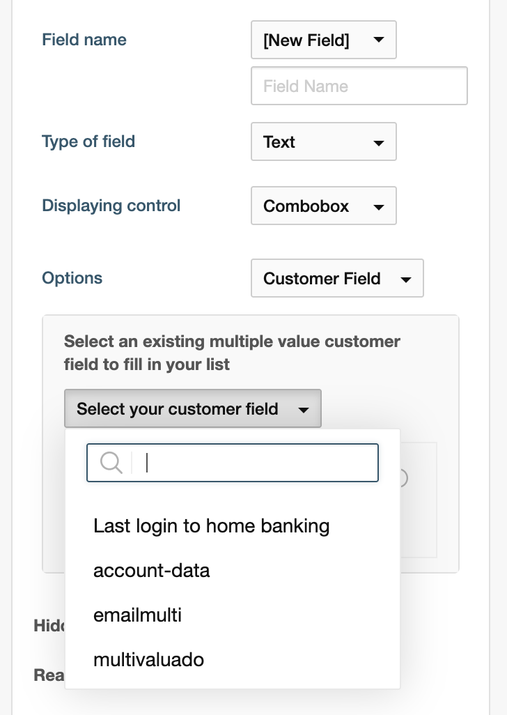 Combobox — Customer Field