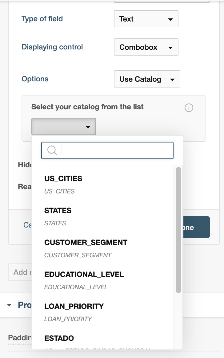 Combobox — Use Catalog