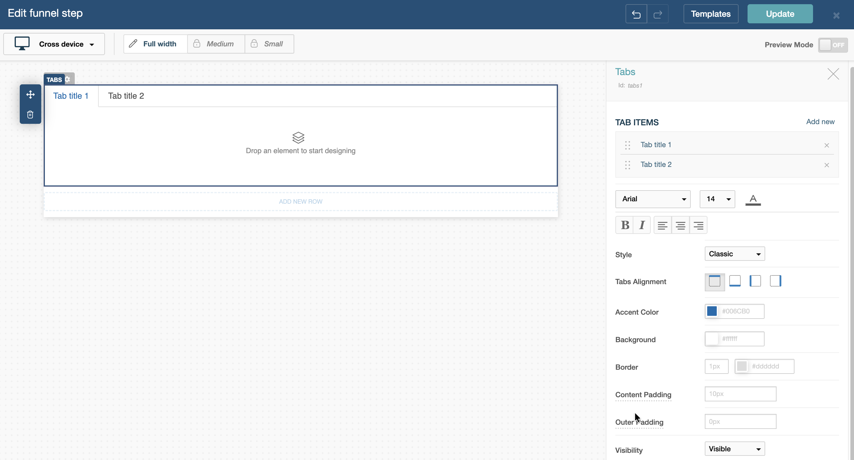 Tabs component