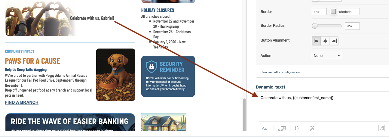 Configuring dynamic text