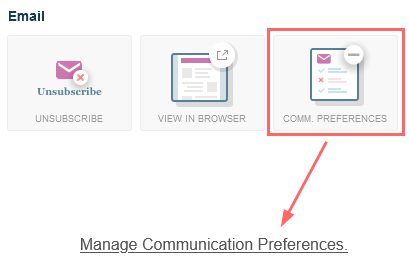 Adding the link to the communication preferences landing page