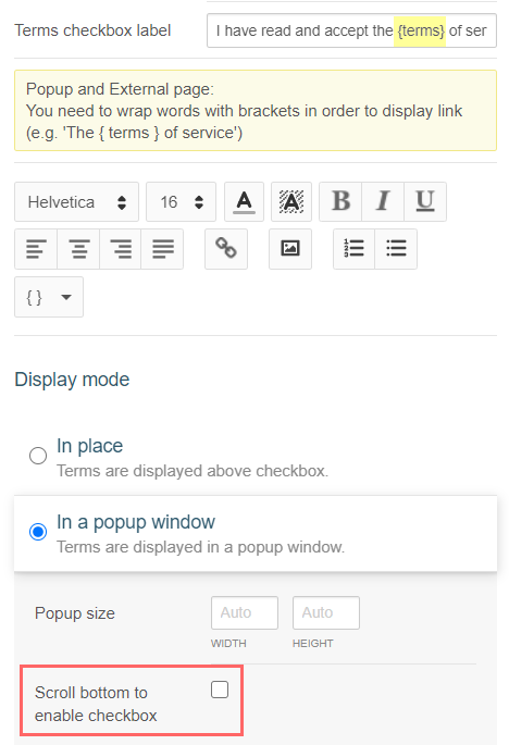 Configuración del componente