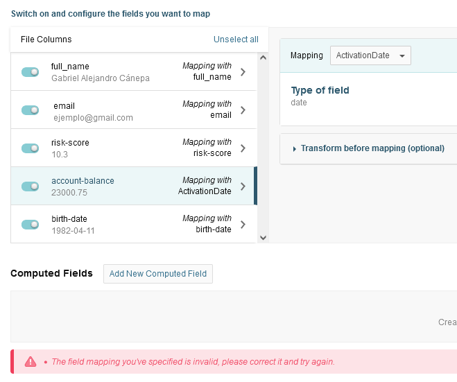 FIGURE 12: Import failed