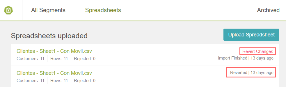 Uploading spreadsheets