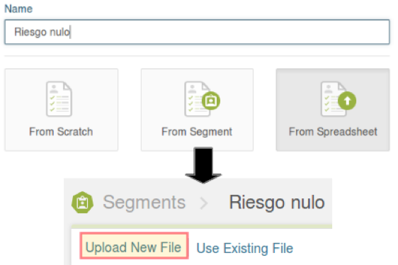 Creation of a new segment using a spreadsheet